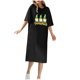 thumbnail image 1 of Vestido Corto de Verano Cuello Redondo Estilo de Camiseta de Longitud de Tobillo de Manga Corta, Altamente Elástico para Pijamas Y Ropa Interior Sexy, 1 of 8