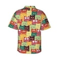 thumbnail image 4 of Xecao Cute Cartoon Cat print Hawaiian shirt - a stylish short-sleeve button-down for men, perfect for casual beach and tropical outings., 4 of 9