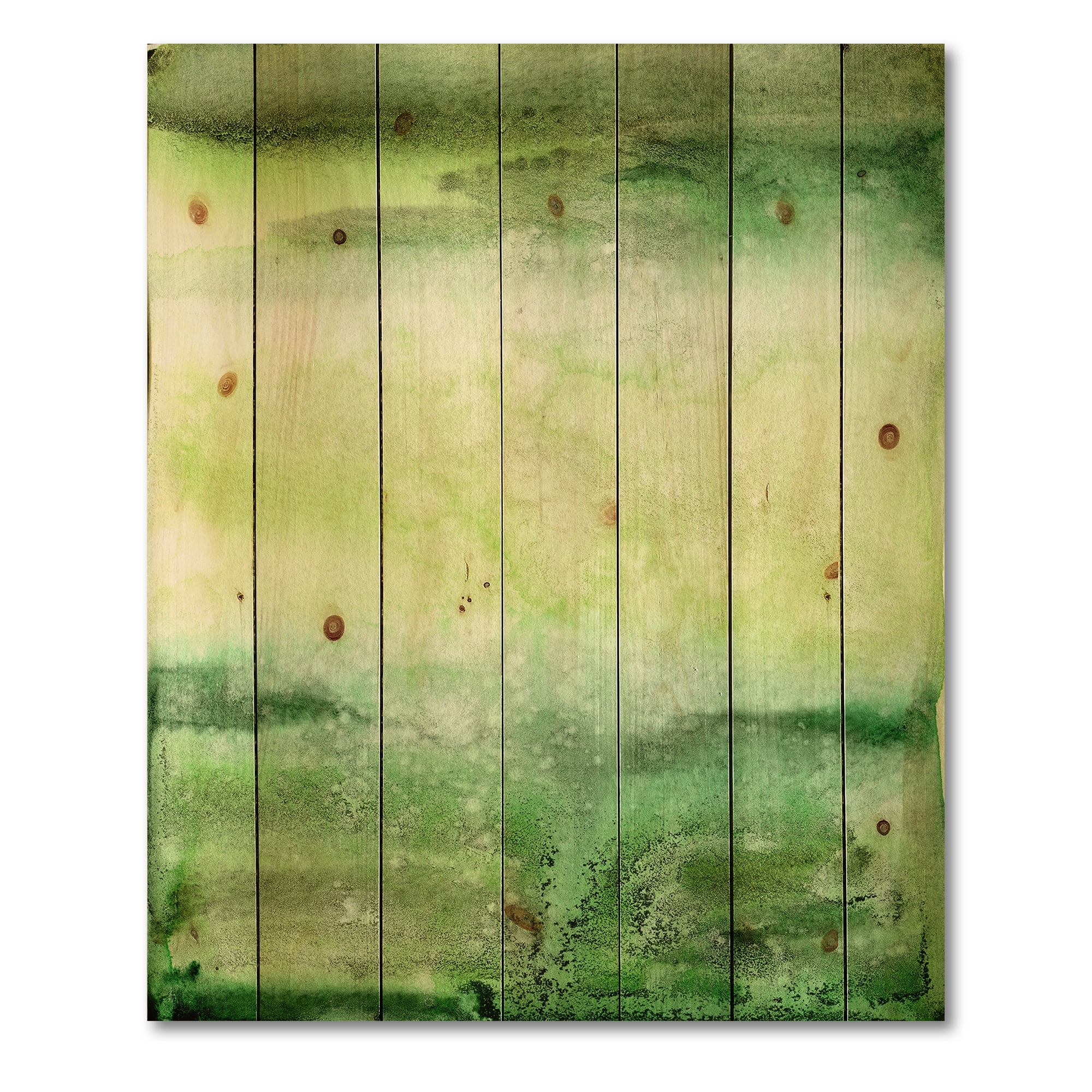 Designart 'Pastel Abstract With Beige and Dark Green & Spots' Modern Print on Natural Pine Wood