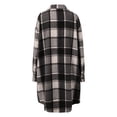 thumbnail image 5 of VXARARL Flannel Shirt for Women Lapel Button Down Long Sleeve Plaid Jacket Casual Long Fall Trench Coats with Pockets Dark Gray L, 5 of 5