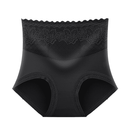 Meiodtion Underwear for Women Moisture Wicking High Waist Breathable Panties Cute Lace Waistband Comfort Panty Black XXXL