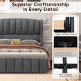 thumbnail image 4 of Aphthongs Queen Upholstered Bed Frame with 54'' Wingback Headboard, Velvet Tufted Storage Bed Frame with 4 Drawers, Sturdy Wooden Slats Support, No Box Spring Needed, Dark Gray, 4 of 10