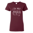 thumbnail image 1 of Wild Bobby I'm Only Talking to Jesus Today Inspirational/Christian Women Graphic Tee, Maroon, X-Large, 1 of 6