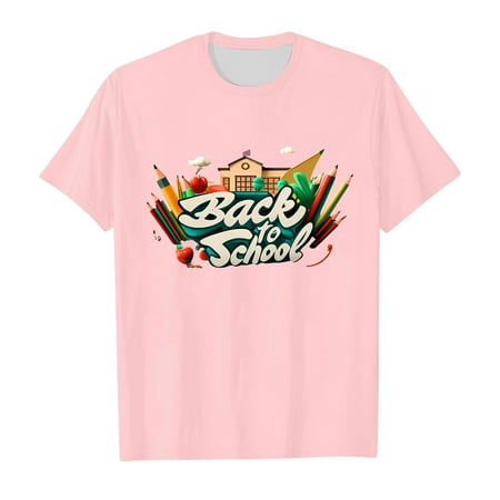 

FORUBAZAAR School Season Girls T Shirt Summer Kids Short Sleeve Tops Back To School Printed Daily Casual Style under 5Soft Fabric Royally Comfortable New Fashion Pink 5-6 Years