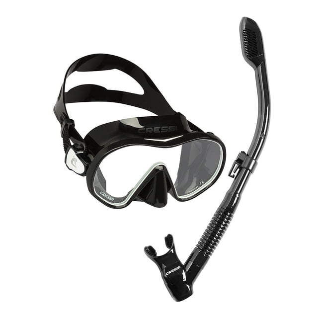 Combo Adulto Máscara & Tubo CRESSI F-Dual & Supernova Dry Negro/Blanco