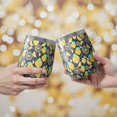 thumbnail image 2 of 12oz Stemless Wine Tumblers Yellow Lemon Fruit Slices DarkBlue Pattern Vacuum Insulated Stainless Steel Travel Tumbler Cups Mug with Lid and Straw for Champaign,Cocktail,Beer with Cleaning Brush, 2 of 5