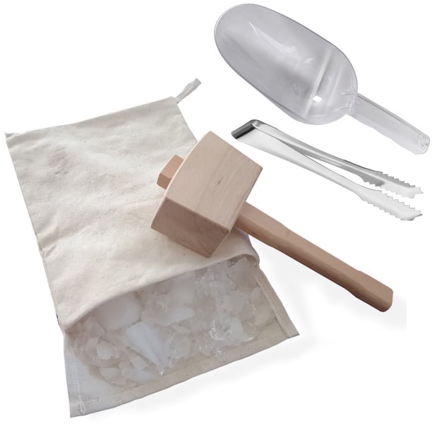 Bolsa y mazo para hielo para triturar hielo, martillo de madera y bolsa para hielo triturado, juego de barman y herramientas de barra, accesorio de cocina