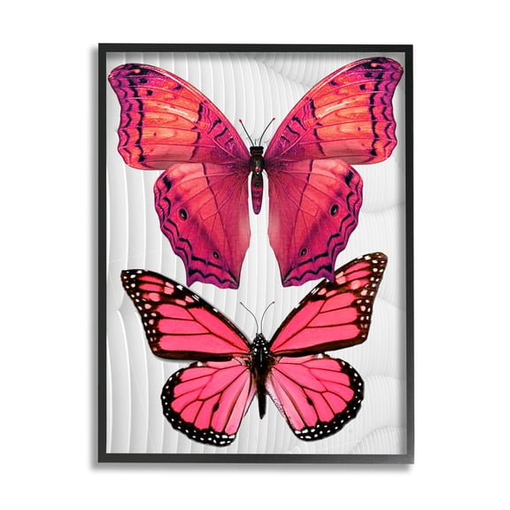 Stupell Industries Modern Pink Butterflies Animals & Insects Painting Black Framed Art Print Wall Art, 11 x 14