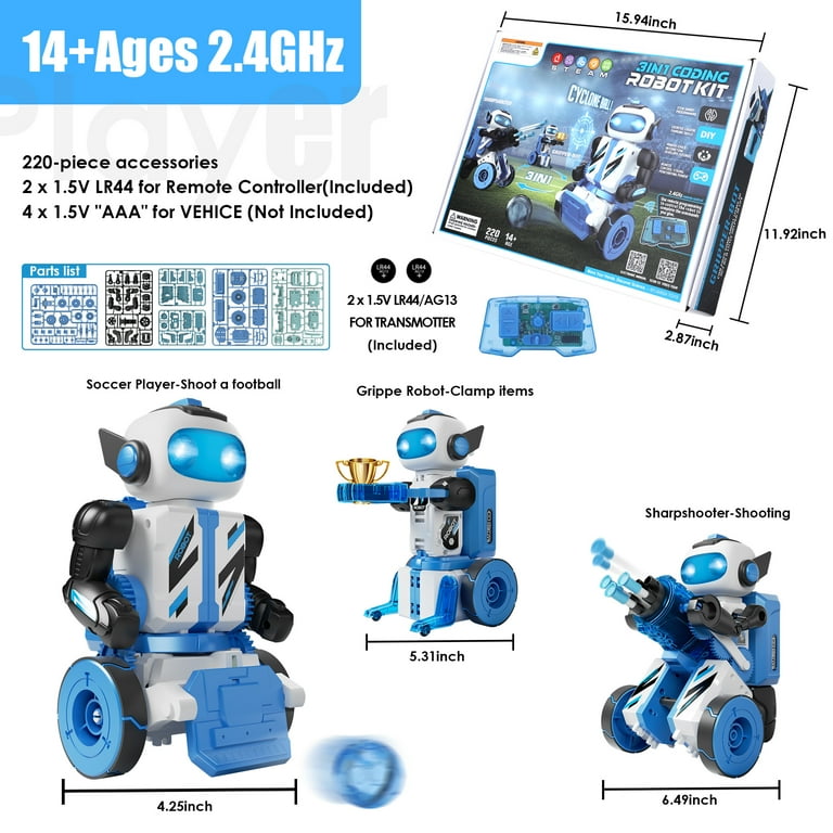 STEM Building Toys for Boys Remote Control & Programmable Robots Building Kit 3-in-1 DIY Mechanical Coding Robot Christmas Gifts for Kids Ages 8-14+ STEM Building Toys for Boys Remote Control & Programmable Robots Building Kit 3-in-1 DIY Mechanical Coding Robot Christmas Gifts for Kids Ages 8-14+