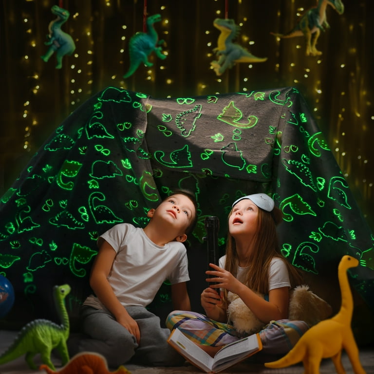 PAVILIA Glow in the Dark Blanket, Dinosaur Gift for Girls Boys