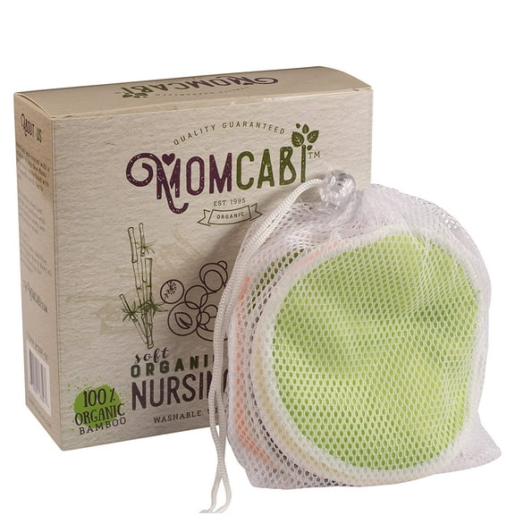 Reusable Nursing Pads 8 Pack Leak Proof Layer Washable Made from Organic Bamboo Plus Laundry Bag