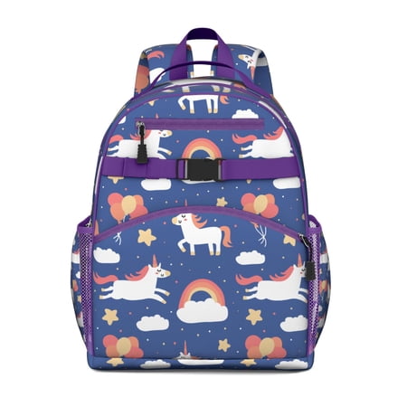 Abstract Unicorn & Floral Design Backpack - Waterproof Ergonomic Book Bag Multiple Pockets & Durable Construction