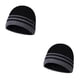 thumbnail image 2 of Minnieouse Gorros de punto de otoño gorro elástico a rayas sombrero de calavera Casual Hip Hop sombreros deportes fríos regalos para hombres negro 2Conjunto, 2 of 6