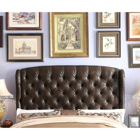 FULLY WIND CO, LTD. Moser Bay Furniture Feliciti Espresso Queen Size Wingback Upholstery Headboard