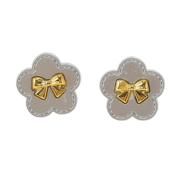 Unique Bargains 1 Pair Shoelace Charms Flower Bow Fashion Shoe Accessories Silver Tone Gray