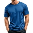 thumbnail image 3 of AHMOMEI Quick Dry Mens Workout Shirts Crew Neck Short Sleeve Mens Shirts Moisture Wicking Tshirts Shirts for Men Blue S, 3 of 7