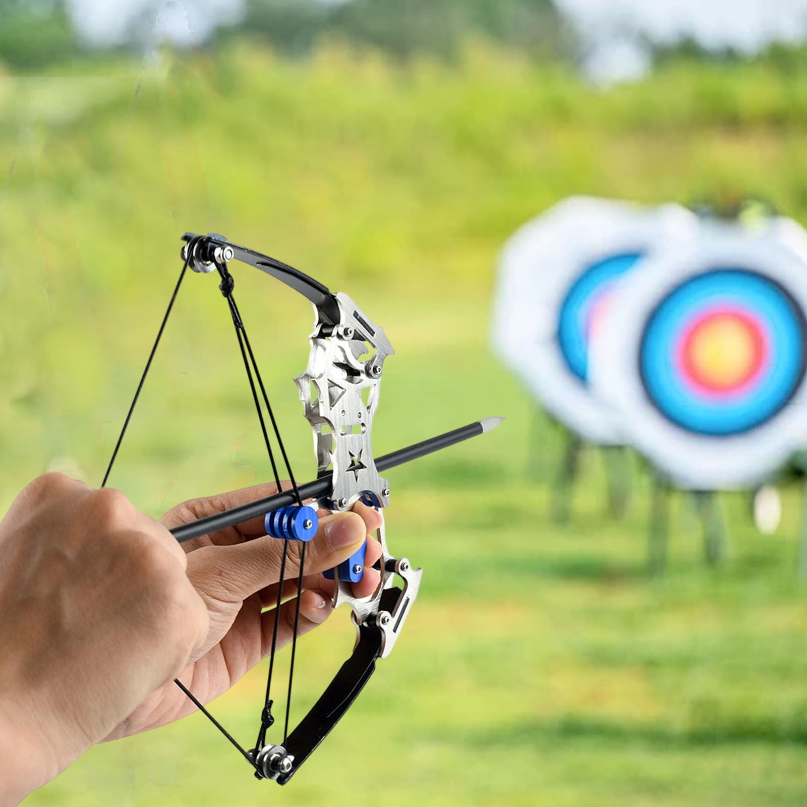 7.5" Compound Bow and Arrow Set, Archery Bow Set Left and Right Hand, Cool Gadget, RH/LH, for Target Shooting Outdoor Sports Fun Games