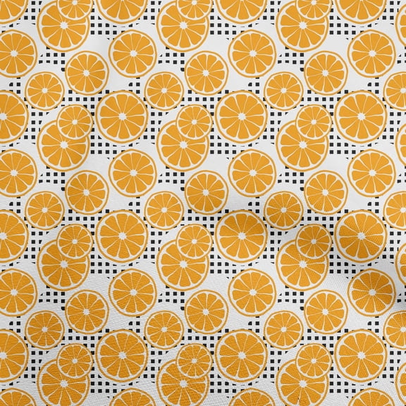 oneOone Cotton Poplin Orange Fabric Fruits Pineapple Dress Material Fabric Print Fabric By The Yard 56 Inch Wide