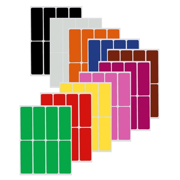 Royal Green Colored Labels Stickers Rectangle Label, 10 Assorted Colors Name Tags 3 x 1 Inch, 80 Pack