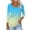 Yellow, variant on aidice Plus Size T Shirts for Women Casual Square Neck 3/4 Sleeve Comfy Fitting Gradient Color Shirts