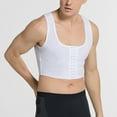 thumbnail image 4 of Linyer Men Vest Back Support Solid Color U Collar Chest Shapers Gym Office Sports Ground Exercising Shapewear Underwear White XL, 4 of 8