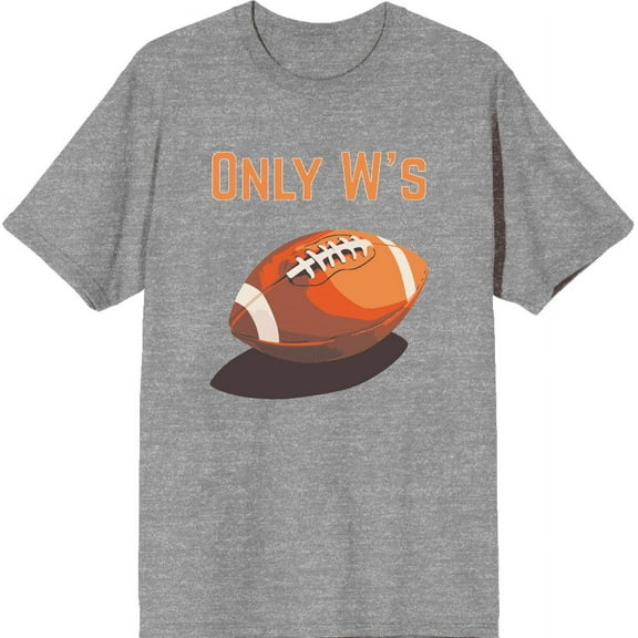 Only W's American Football Adult Heather Gray Crew Neck Short Sleeve Tee-Medium