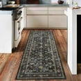 thumbnail image 6 of EcoSummer Vintage Washable Area Rug for Bedroom, Distressed Non Slip Non-Shedding Floral Soft Throw Rugs for Living Room Dining Entryway Bathroom Kitchen Foyer Bedside Playroom Nursery Black 5'x7', 6 of 6