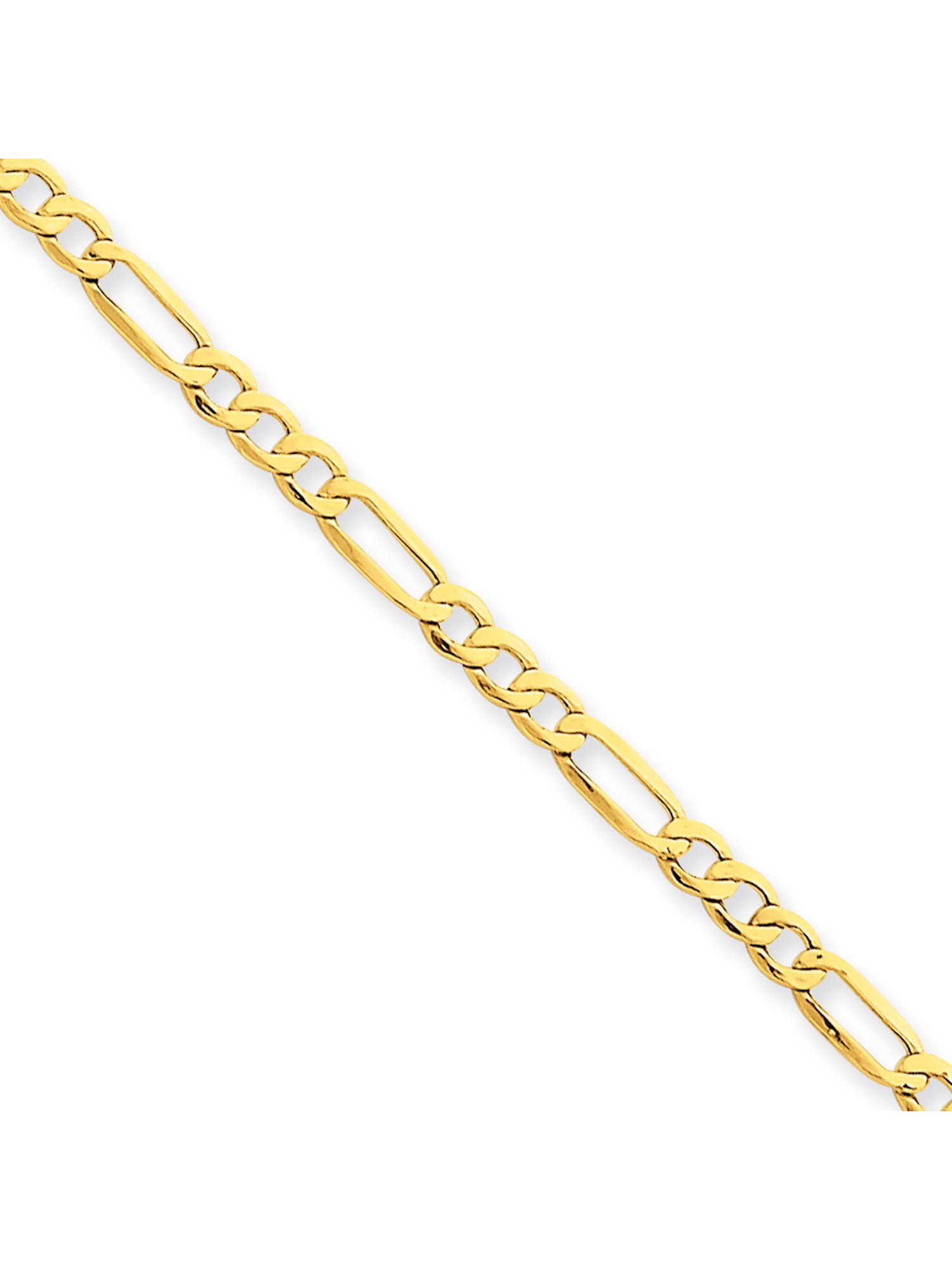 Sonia Jewels 10k Yellow Gold 3.5mm Semi-Solid Figaro Chain Necklace with Secure Lobster Lock Clasp