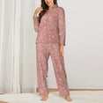 thumbnail image 3 of Junzan Rose Gold Pink Glitter Print Womens Pajama Sets,Long Sleeve Button Down For Women Pjs 2 Piece, 3 of 9