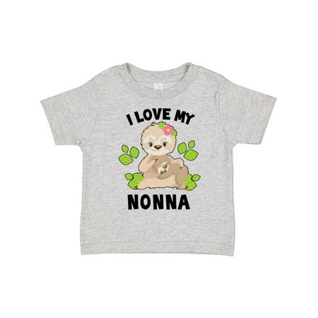 

Inktastic Cute Sloth I Love My Nonna with Green Leaves Gift Toddler Boy or Toddler Girl T-Shirt