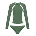 thumbnail image 7 of Xdegoge Rash Guard Swimsuit Girls Two Piece Long Sleeve Color Block Athletic Bathing Suits Full Coverage Swimming Wear Summer Holiday Beach outfits, 7 of 7