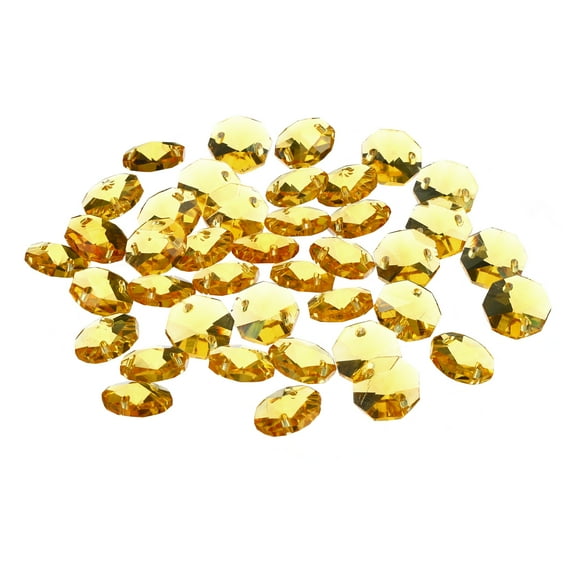 Uxcell 14mm Crystal Octagon Beads Chandelier Hanging Beads Golden 40 Pack