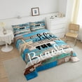 thumbnail image 3 of Beach Life Comforter Set,Blue Farmhouse Wooden Bedding Set for Adults Room Decor,Hawaiian Ocean Quilt Set Starfish Sea Life Duvet Insert, 3 of 6