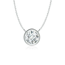 ANGARA Natural Bezel-Set Diamond Solitaire Necklace in 14K White Gold for Women (Size-3.4mm| Color-G| Clarity-VS2) | April Birthstone, Anniversary, Jewelry Gift for Women | Natural Diamond Necklace