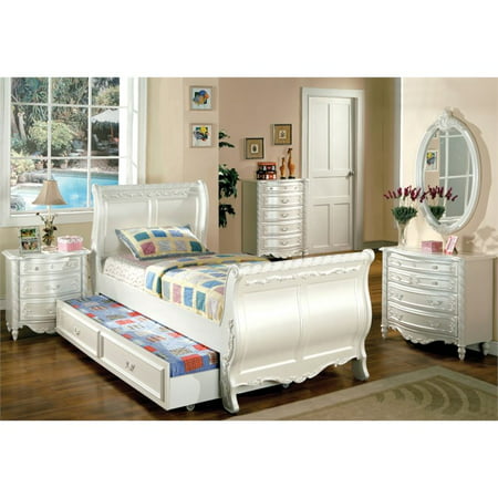furniture of america rollison 4 piece twin bedroom set in pearl white