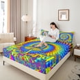 thumbnail image 4 of Feelyou Jungle Mushroom Plant Queen Sheet Sets, Boho Swirl Spiral Bed Set, 4-Piece, 4 of 7