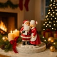 thumbnail image 2 of Mr. & Mrs. Santa Claus Resin Figurines Set of 2 – Hand-Painted Christmas Decorations Couple Kissing Pose Vintage Red & White Holiday Mantel Tabletop Décor (Red Santa Couple), 2 of 8