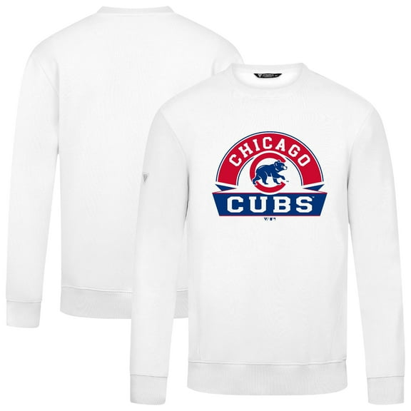 Men's Levelwear White Chicago Cubs Zane Banner Arch Sweatshirt