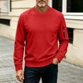 thumbnail image 6 of Comfort Colors Sweatshirt Nelozsy Men's Solid Color Long Sleeve Round Neck Hoodless Sweatshirts Red M, 6 of 9