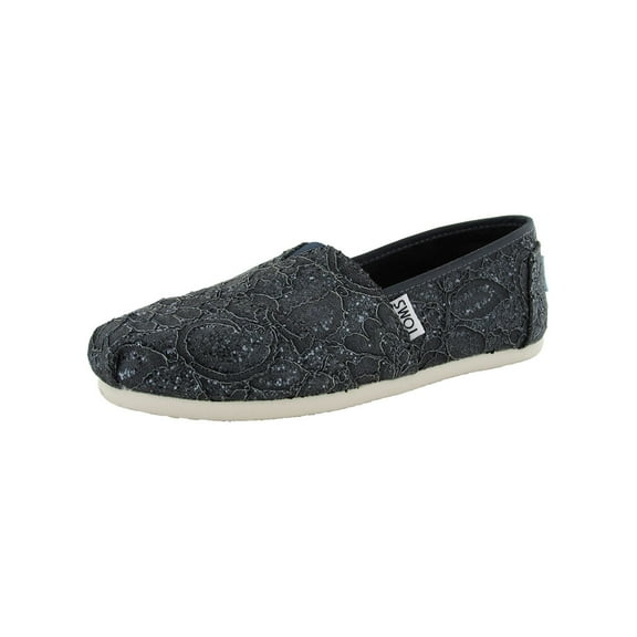 Toms Womens Lace Glitz Slip On Alpargata Flat Shoe, Pewter Grey, US 5.5