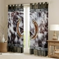 thumbnail image 5 of jejeloiu Farm Cattle Pattern Blackout Curtains Set of 2 (52x84 Each),Retro Horseshoe Cowhide Window Curtains,Rustic Barn Door Curtains and Drapes For Boys Kids,Ultra Soft Home Decor, 5 of 6