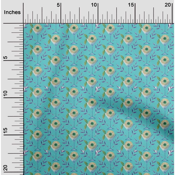 oneOone Cotton Flex Turquoise Blue Fabric Halloween Fabric For Sewing Printed Craft Fabric By The Yard 40 Inch Wide