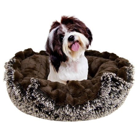 UPC: 0636836491929 | Bessie and Barnie Ultra Plush Godiva Brown / Frosted Willow Deluxe Dog/Pet Lily Pod Bed