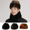 thumbnail image 5 of Opvise Men Fashion Winter Solid Color Imitation Fur Hat Thickened Warm Plush Hat Coldproof Windproof Outdoor Hat Fashion Accessories Coffee, 5 of 8