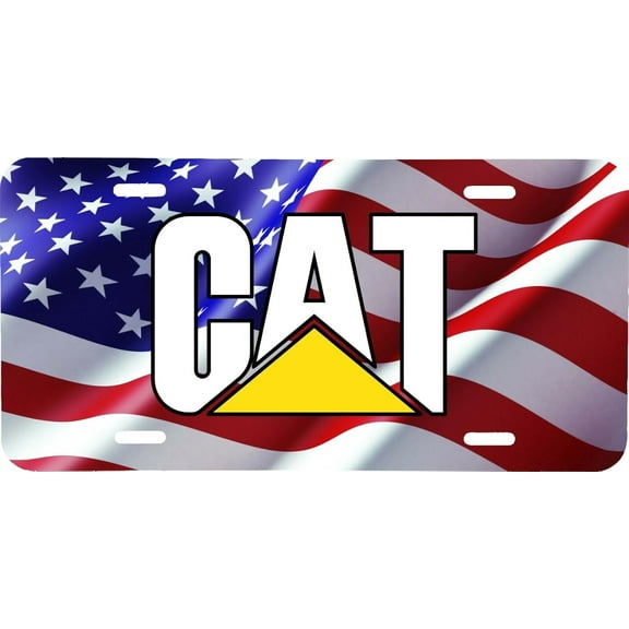 Metal License Plates For Cat For Caterpillar Waving American Flag License Plate Vehicle Auto Vehicle Tag Truck Tractor Trailer Semi Design-Tf-86-28