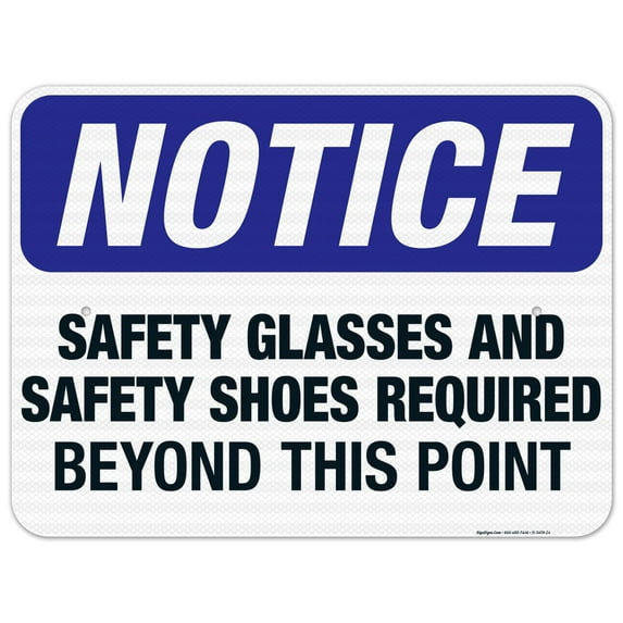 Safety Glasses And Safety Shoes Required Sign, OSHA Sign, 18x24 Reflective Aluminum EGP