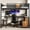 Black with Drawers, variant on Bellemave Gaming Queen Size Loft Bed with Desk and Storage Stairs, Metal Loft Bed Queen Size with LED Light and USB Charging Station, High Loft Bed Frame with Iron Net for Teens Adults, Black