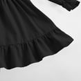 thumbnail image 4 of Favoffer Big Kid Girls Long Sleeve Dress Spring Summer Trumpet Sleeve Ruffle Hem Square Neck Solid Color Swing Gown for Daily Gathering Party Holiday Sizes 4-13Y, 4 of 7