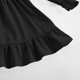 thumbnail image 4 of Vestido de niña de manga larga con cuello redondo, color liso, cuello alto, manga larga, dobladillo con volantes, vestido grande para niña, vestido de poliéster para niña, 4 of 6