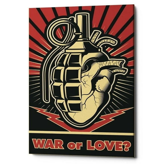 Epic Graffiti 'War or Love' Giclee Canvas Wall Art - Red 12" x 18"